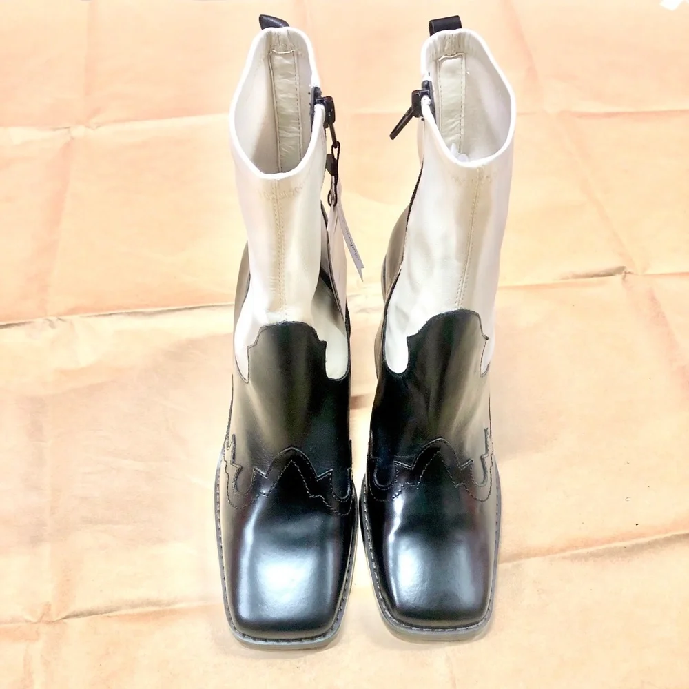 NWT MANGO LEATHER Ankle Boots, 40